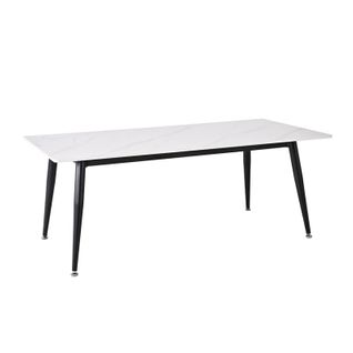 Table Basse 120 Cm Céramique Blanc Marbré Pieds Métal - Ryder 2