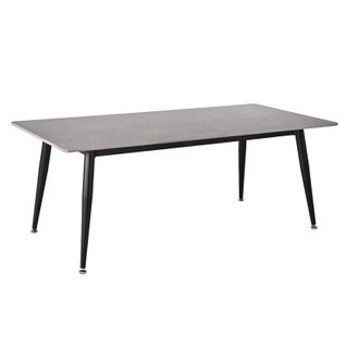 Table Basse 120 Cm Céramique Gris Béton Pieds Métal Noir - Ryder 2