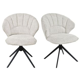 Lot 2 Chaises Coquillage Rotatives 180° Tissu Bouclette Écru - Tissaia