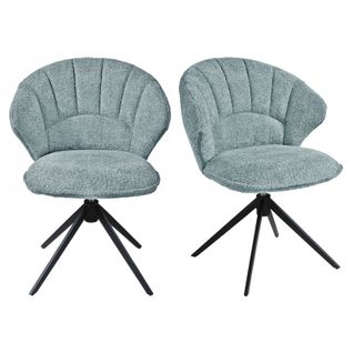 Lot 2 Chaises Coquillage Rotatives 180° Tissu Bouclette Bleu - Tissaia