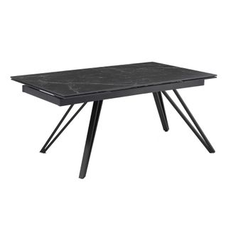 Table Extensible 180 à 260 Cm Céramique Noir Marbré Pieds En V - Indiana 10