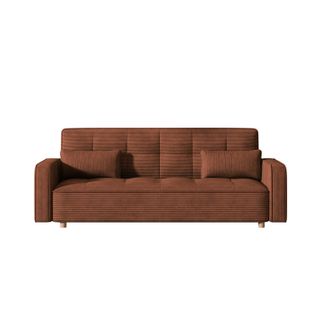 Copenhague - Canapé Convertible 3 Places En Velours Côtelé Terracotta