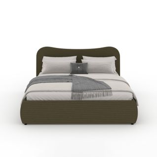 Plano - Lit Coffre 160x200cm Design Arrondi Velours Côtelé Vert