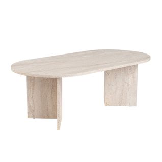 Lyu - Table Basse Ovale Effet Travertin 119x60cm