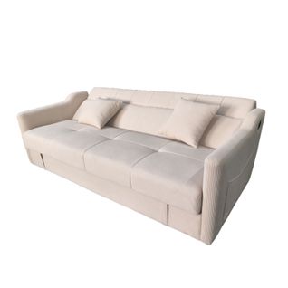 Canapé Convertible ADARA - Avec Coffre En Velours Côtelé Beige 3 Places