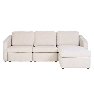 Konekt - Canapé Modulable 3 Places Beige Avec Pouf