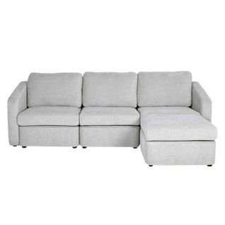 Konekt - Canapé Modulable 3 Places Gris Clair Avec Pouf
