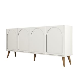 Lister - Buffet 4 Portes Design Arrondi Crème 180x81cm