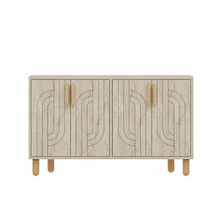 Rody - Buffet à 4 Portes Effet Travertin Nervuré 120x73cm