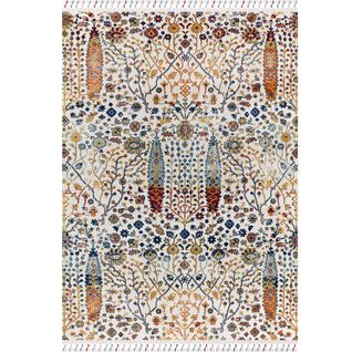 Tapis Salon Vintage Oriental Motif Fleurs Blanc Multicolore 200x290
