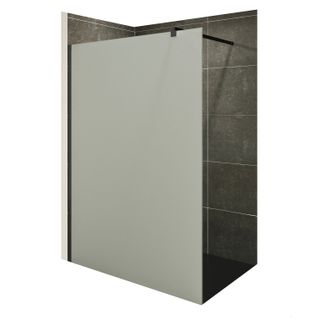 Paroi De Douche 130 X 200 Cm Verre 10mm Opaque, Profilés Noirs Roma-black