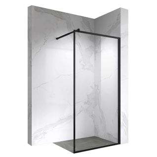 Paroi Douche Italienne Lucia 130x200 Cm Verre 8mm, Transparent Anticalcaire, Noir