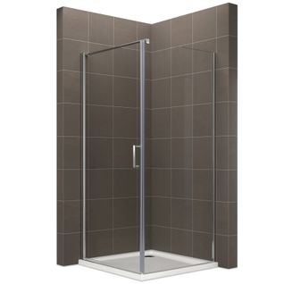 Cabine De Douche 80 X 80 Cm Helena H.190 Porte Battante Verre 6 Mm Transparent, Chromé