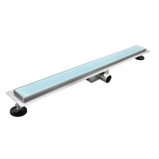 Caniveau De Douche L.80 Cm Verre Blanc Et Inox, Siphon Anti-odeurs, Drainage Performant -hidy