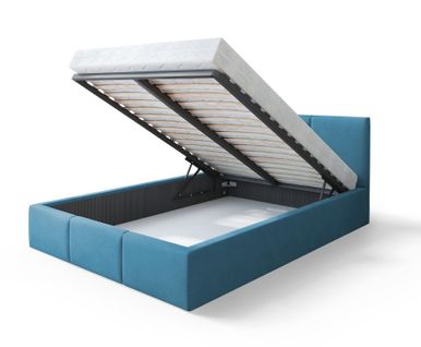 Lit Double Tesia 140x200 + Coffre - Sommier Inclus Azur