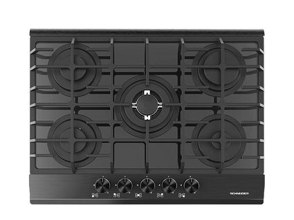 Table Gaz 5 foyers Verre Noir - Sctgog7051n