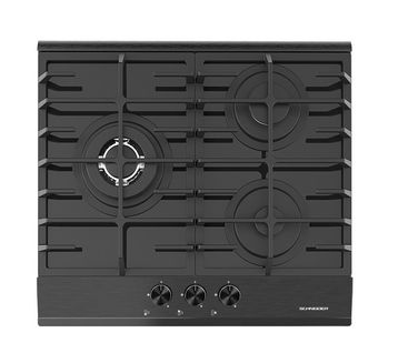 Table Gaz 3 foyers Verre Noir - Sctgog6031n