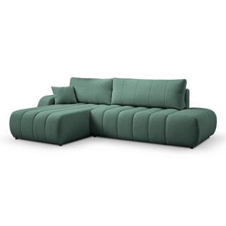 Canapé D'angle Convertible Tissu Bouclette Vert 4 Places Celeste Angle
