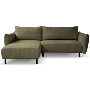 Canapé D'angle Convertible Tissu Bouclette Vert 4 Places Alix