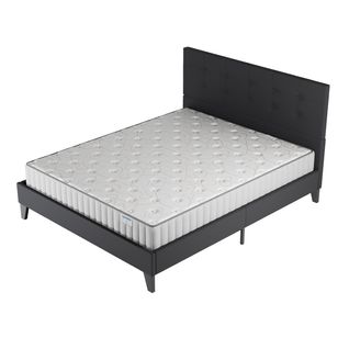 Ensemble 140x200 cm, lit avec tête de lit + matelas mousse Ép.16cm à mémoire de forme