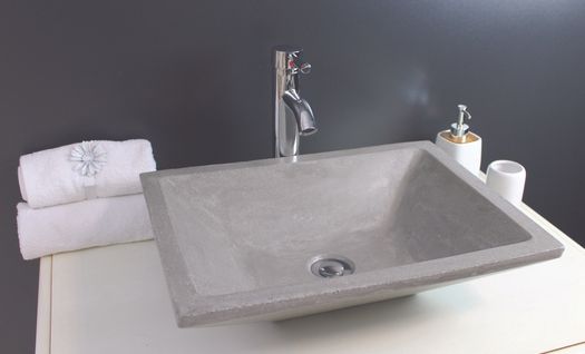 Vasque Rectangle à Poser Tamara - Gris - 40cm - Terrazzo - Sans Trop Plein