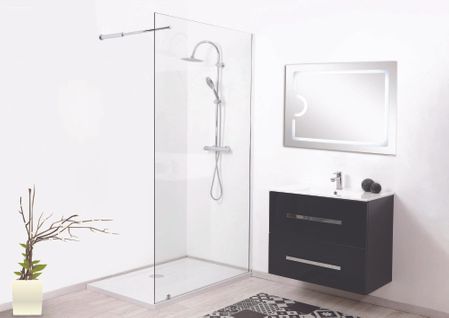 Paroi De Douche Cariba - Finition Chromé - Verre 6mm - 1 Volet - 100x210cm