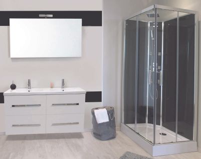 Cabine De Douche Hydromassante Et Hydrothérapie Selia - Sans Silicone - 110x80cm - Chromé - En Kit