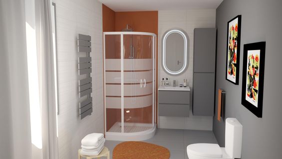 Porte De Douche Shiva - Coulissante 1/4 Cercle - Finition Blanc - 90x190cm