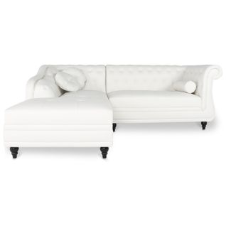 Canapé D'angle Gauche Empire Blanc Style Chesterfield