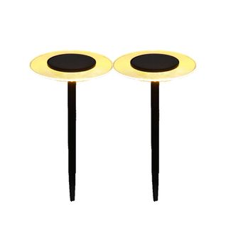 2 Balises Solaires à Piquer Ufo Noir Acier H35cm