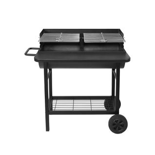 Barbecue Charbon De Bois 2 Grilles Alabama Noir Acier Inoxydable