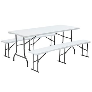 Table Pliante 180 Cm Et 2 Bancs Pliables