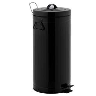 Poubelle De Cuisine à Pédale Brooklyn Noir Acier Inoxydable 30l