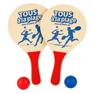 Set De 2 Raquettes De Plage Avec 2 Balles Jeu Estival En Bois Léger Idéal Pour Enfants Et Adultes Ac