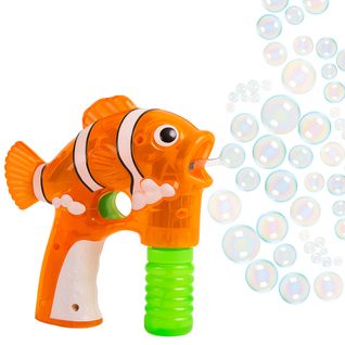 Pistolet à Bulles Poisson Clown Orange En Plastique Avec 2 Recharges Idéal Pour Enfants Jeu D'extéri