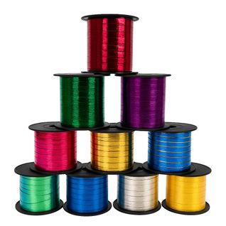 Pack De 5 Rubans Métallisés Et Colorés 20m X 5mm – Couleurs Aléatoires Pour Paquets Cadeaux Et Déco