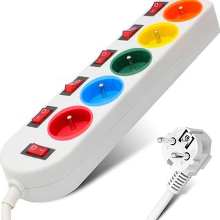 Bloc Multiprise Couleur 5 Prises Avec Interrupteurs Individuels 16a 230v 50hz 3680w Maxi