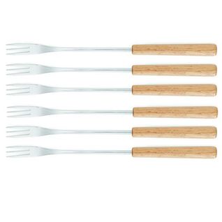 Lot De 6 Fourchettes Pour Fondue Bois Clair - 3008187