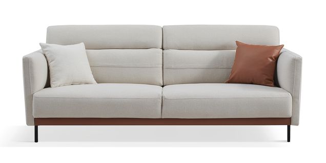 Canapé 2 Places En Tissu Lily - Blanc Et Marron - Angle Droit