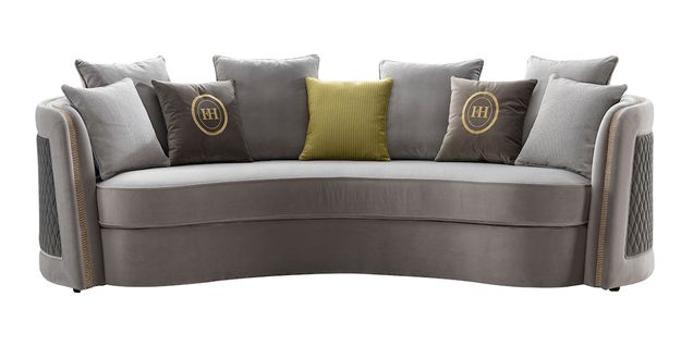 Canapé 2 Places En Velours Paloma - Gris