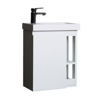 Meuble Lave-mains Suspendu Hampton  Avec Vasque En Résine Blanc