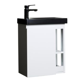 Meuble Lave-mains Suspendu Hampton Avec Vasque En Résine Noir