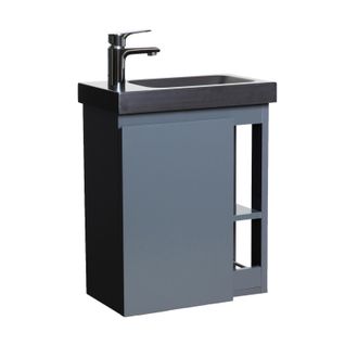 Meuble Lave-mains Suspendu Hampton Avec Vasque En Résine Noir