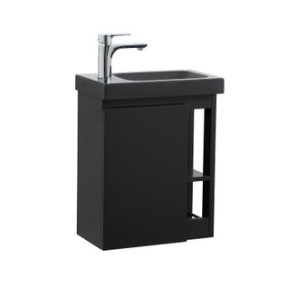 Meuble Lave-mains Suspendu Hampton Avec Vasque En Résine Noir