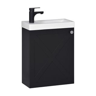 Meuble Lave-mains Ava Noir + Robinet Noir
