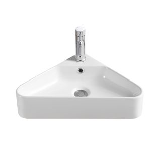 Vasque à Suspendre D'angle En Céramique Blanche 42,5cm