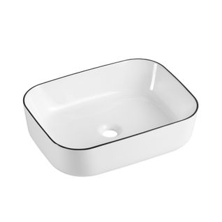 Vasque à Poser Rectangulaire Alix En Céramique Avec Liseret 48x37cm