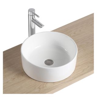 Vasque à Poser Ronde En Céramique Blanche 37cm