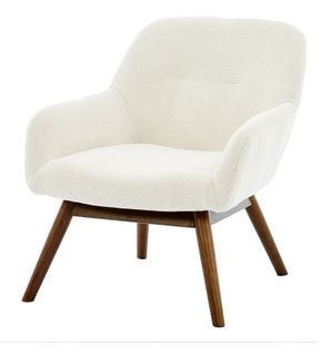 Malmo-fauteuil En Bois Patiné Noyer Et Tissu Trendy Beige