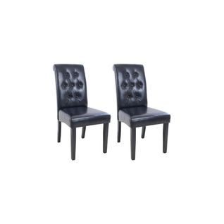 Cuba Lot De 2 Chaises De Salle A Manger - Simili Noir - Style Contemporain - L 45 X P 60 Cm
